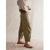 imagechouyatou Womens Y2k Baggy Barrel Jeans Drawstring Waist Boyfriend Wide Leg Loose Capri Denim Pants with PocketsGreen