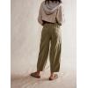 imagechouyatou Womens Y2k Baggy Barrel Jeans Drawstring Waist Boyfriend Wide Leg Loose Capri Denim Pants with PocketsGreen