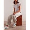 imagechouyatou Womens Y2k Baggy Barrel Jeans Drawstring Waist Boyfriend Wide Leg Loose Capri Denim Pants with PocketsWhite