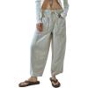 imagechouyatou Womens Y2k Baggy Barrel Jeans Drawstring Waist Boyfriend Wide Leg Loose Capri Denim Pants with PocketsWhite