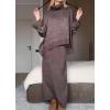 imagechouyatou Womens 2 Piece Knitwear Sets Slouchy Sweater Maxi Bodycon Skirt Two Piece Sweater Skirt OutfitsCoffee