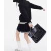 imagechouyatou Womens 2 Piece Outfits Long Sleeve Striped Polo Collared Sweater and Pleated Mini Knit Skirt SetsBlack