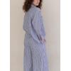 imagechouyatou Womens 2 Piece Outfits Striped Button Down Shirt and Wide Leg Pant Pajamas Sets LoungewearBlue