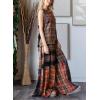 imagechouyatou Womens Baggy Color Block Plaid Wide Leg Romper Gingham Button Down Jumpsuit Overall PantsOrange