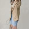 imagechouyatou Womens Business Casual Blazer Cotton Linen Office Loose Fit Notch Neck Open Front Jacket CoatKhaki