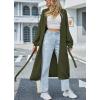 imagechouyatou Womens Fall Casual Open Front Cardigan Dressy Knitted Long Sweater Coat with BeltBlack
