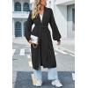 imagechouyatou Womens Fall Casual Open Front Cardigan Dressy Knitted Long Sweater Coat with BeltGreen