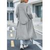 imagechouyatou Womens Fall Casual Open Front Cardigan Dressy Knitted Long Sweater Coat with BeltGrey