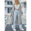 imagechouyatou Womens Fall Casual Open Front Cardigan Dressy Knitted Long Sweater Coat with BeltGrey