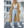 imagechouyatou Womens Fall Casual Open Front Cardigan Dressy Knitted Long Sweater Coat with BeltKhaki