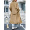 imagechouyatou Womens Fall Casual Open Front Cardigan Dressy Knitted Long Sweater Coat with BeltKhaki