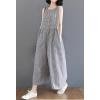 imagechouyatou Womens Plaid Wide Leg Sleeveless Jumpsuits Loose Fit Baggy Culottes One Piece Jumpsuit Long PantsBlack