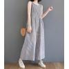 imagechouyatou Womens Plaid Wide Leg Sleeveless Jumpsuits Loose Fit Baggy Culottes One Piece Jumpsuit Long PantsBlack