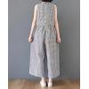 imagechouyatou Womens Plaid Wide Leg Sleeveless Jumpsuits Loose Fit Baggy Culottes One Piece Jumpsuit Long PantsBlack