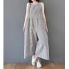 imagechouyatou Womens Plaid Wide Leg Sleeveless Jumpsuits Loose Fit Baggy Culottes One Piece Jumpsuit Long PantsBlack