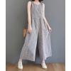 imagechouyatou Womens Plaid Wide Leg Sleeveless Jumpsuits Loose Fit Baggy Culottes One Piece Jumpsuit Long PantsBlack