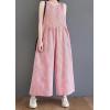 imagechouyatou Womens Plaid Wide Leg Sleeveless Jumpsuits Loose Fit Baggy Culottes One Piece Jumpsuit Long PantsRed