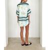 imagechouyatou Womens Summer Floral 2 Piece Outfits Button Down Shirt Wide Leg Shorts Boho Vacation Matching SetLight Green