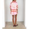 imagechouyatou Womens Summer Floral 2 Piece Outfits Button Down Shirt Wide Leg Shorts Boho Vacation Matching SetRed Striped