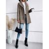 imagechouyatou Womens Vintage Plaid Blazer Wool Coat Elegant Shawl Collar Wool Blend Trench Pea CoatBrown