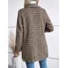 imagechouyatou Womens Vintage Plaid Blazer Wool Coat Elegant Shawl Collar Wool Blend Trench Pea CoatBrown