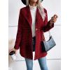 imagechouyatou Womens Vintage Plaid Blazer Wool Coat Elegant Shawl Collar Wool Blend Trench Pea CoatRed