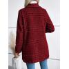 imagechouyatou Womens Vintage Plaid Blazer Wool Coat Elegant Shawl Collar Wool Blend Trench Pea CoatRed