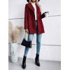 imagechouyatou Womens Vintage Plaid Blazer Wool Coat Elegant Shawl Collar Wool Blend Trench Pea CoatRed