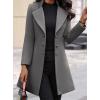 imagechouyatou Womens Winter Single Breasted Wool Coat Slim Fit Notch Collar Business Woolen Blazer JacketGrey