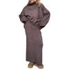 imagechouyatou Womens 2 Piece Knitwear Sets Slouchy Sweater Maxi Bodycon Skirt Two Piece Sweater Skirt OutfitsCoffee