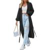 imagechouyatou Womens Fall Casual Open Front Cardigan Dressy Knitted Long Sweater Coat with BeltGreen