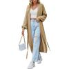 imagechouyatou Womens Fall Casual Open Front Cardigan Dressy Knitted Long Sweater Coat with BeltKhaki