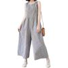 imagechouyatou Womens Plaid Wide Leg Sleeveless Jumpsuits Loose Fit Baggy Culottes One Piece Jumpsuit Long PantsBlack