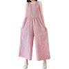 imagechouyatou Womens Plaid Wide Leg Sleeveless Jumpsuits Loose Fit Baggy Culottes One Piece Jumpsuit Long PantsRed