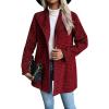 imagechouyatou Womens Vintage Plaid Blazer Wool Coat Elegant Shawl Collar Wool Blend Trench Pea CoatRed