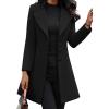 imagechouyatou Womens Winter Single Breasted Wool Coat Slim Fit Notch Collar Business Woolen Blazer JacketBlack