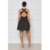 imagechouyatou Women Summer Boho Sleeveless Tie Back Square Neck Smocked Dresses Beach Short Mini SundressBlack