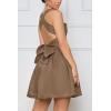 imagechouyatou Women Summer Boho Sleeveless Tie Back Square Neck Smocked Dresses Beach Short Mini SundressBrown