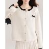 imagechouyatou Womens 2 Piece Outfits Button Down Cardigan Sweater and Elastic Waist Pleated Mini Skirt SetsBeige