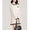 imagechouyatou Womens 2 Piece Outfits Button Down Cardigan Sweater and Elastic Waist Pleated Mini Skirt SetsBeige