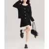imagechouyatou Womens 2 Piece Outfits Button Down Cardigan Sweater and Elastic Waist Pleated Mini Skirt SetsBlack
