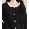 imagechouyatou Womens 2 Piece Outfits Button Down Cardigan Sweater and Elastic Waist Pleated Mini Skirt SetsBlack