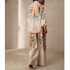 imagechouyatou Womens 2 Piece Outfits Floral Print Button Down Shirt Wide leg Pants Boho Beach Matching SetRed