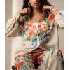 imagechouyatou Womens 2 Piece Outfits Floral Print Button Down Shirt Wide leg Pants Boho Beach Matching SetRed