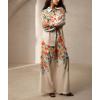 imagechouyatou Womens 2 Piece Outfits Floral Print Button Down Shirt Wide leg Pants Boho Beach Matching SetRed
