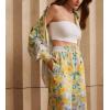 imagechouyatou Womens 2 Piece Outfits Floral Print Button Down Shirt Wide leg Pants Boho Beach Matching SetYellow