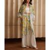 imagechouyatou Womens 2 Piece Outfits Floral Print Button Down Shirt Wide leg Pants Boho Beach Matching SetYellow