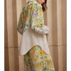 imagechouyatou Womens 2 Piece Outfits Floral Print Button Down Shirt Wide leg Pants Boho Beach Matching SetYellow