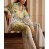 imagechouyatou Womens 2 Piece Outfits Floral Print Button Down Shirt Wide leg Pants Boho Beach Matching SetYellow