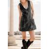 imagechouyatou Womens Backless Denim Tank Dress V Neck Overall Dress Mini Short Jumper Jean Dress with PocketsBlack